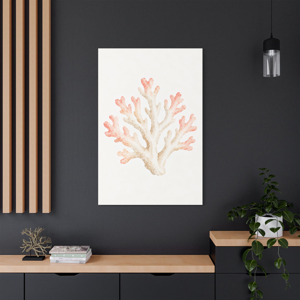 Watercolor Coral Branch Satin Canvas