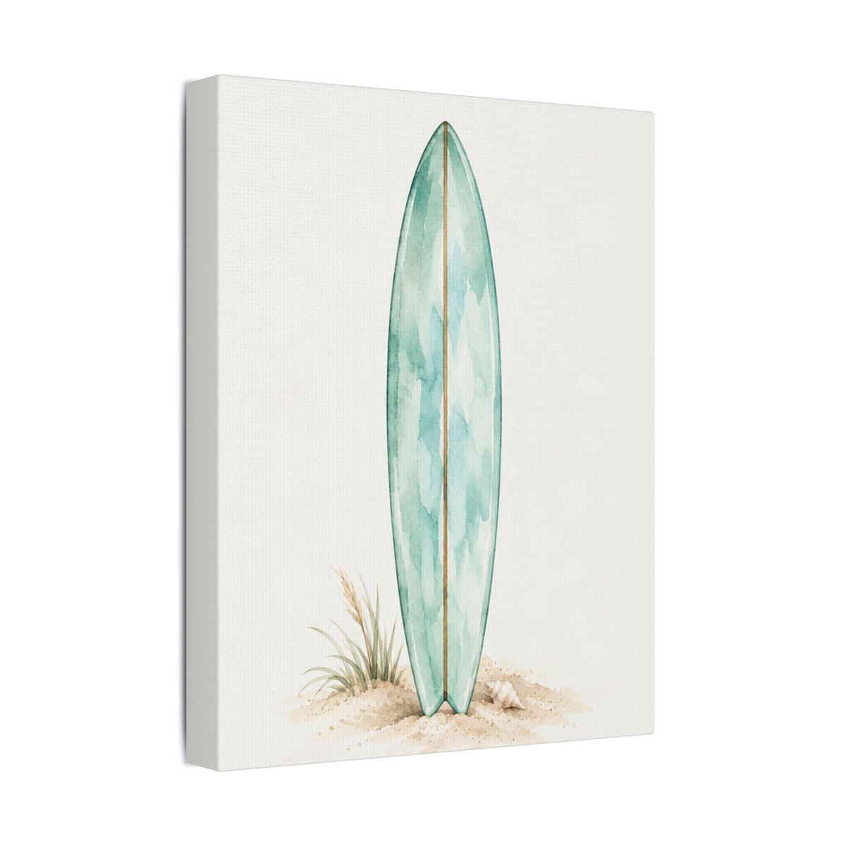 Teal Boho Surfboard Satin Canvas Wall Art