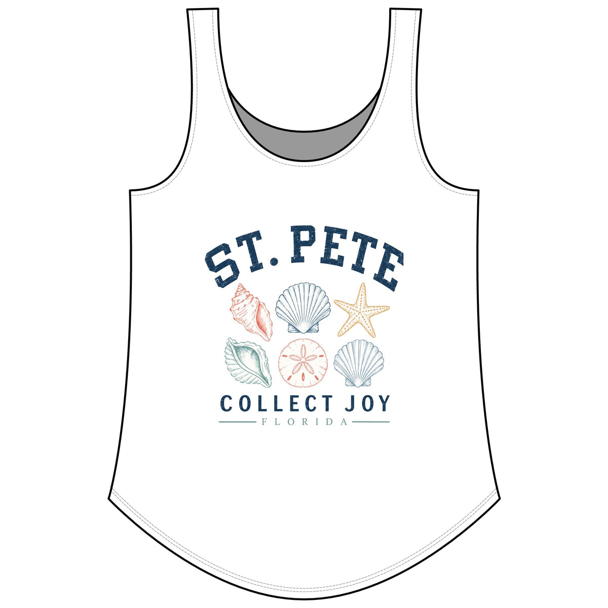 St. Pete Shells Tank Top – "Collect Joy" Beachy Women's Festival Tank