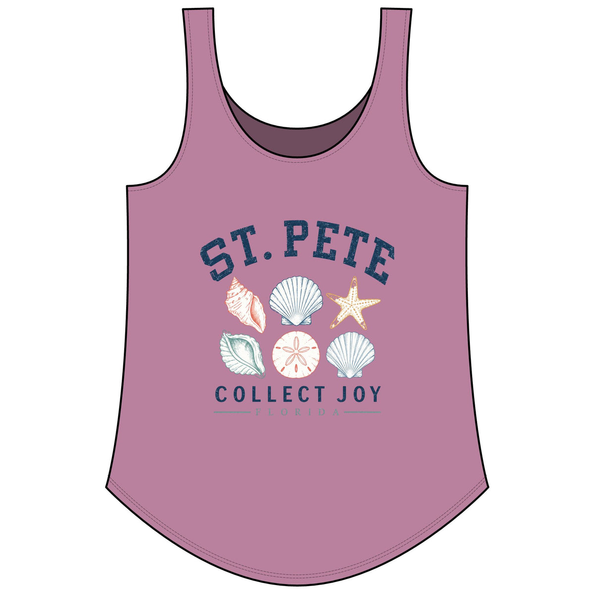 St. Pete Shells Tank Top – "Collect Joy" Beachy Women's Festival Tank