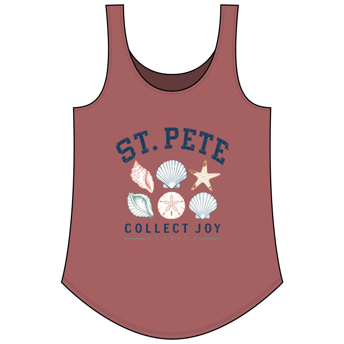 St. Pete Shells Tank Top – "Collect Joy" Beachy Women's Festival Tank