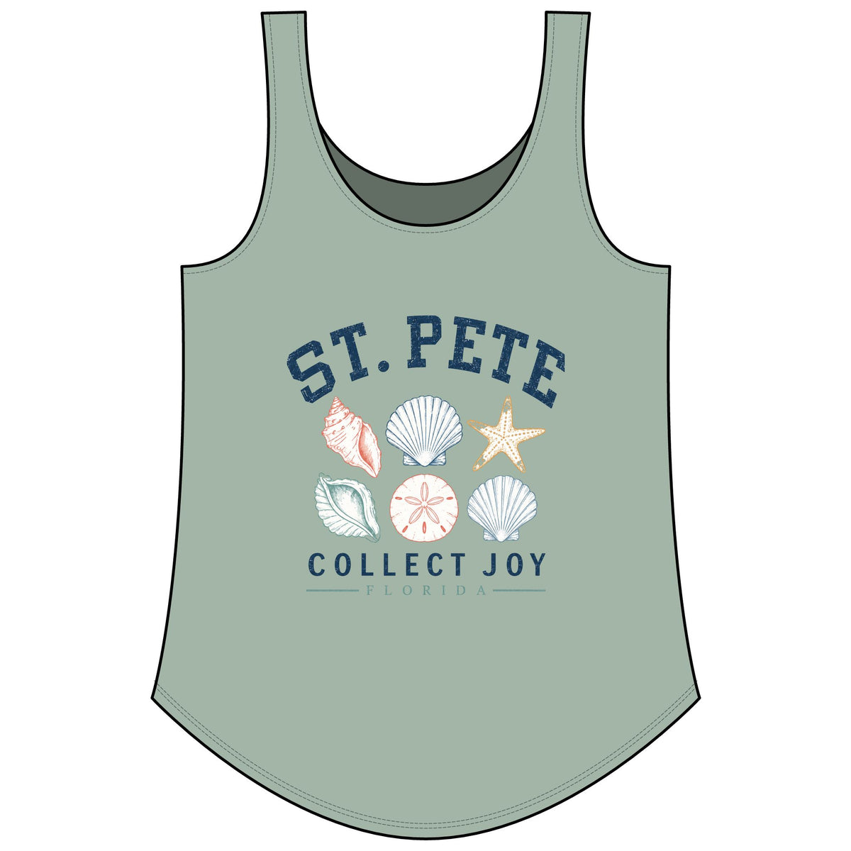 St. Pete Shells Tank Top – "Collect Joy" Beachy Women's Festival Tank