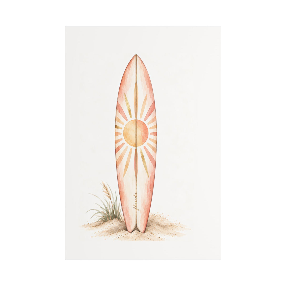Boho Surfboard Sun Satin Canvas Wall Art