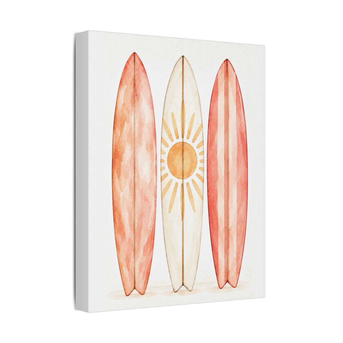 Surfboard Watercolor Wall Art - Beach Surf Canvas Print