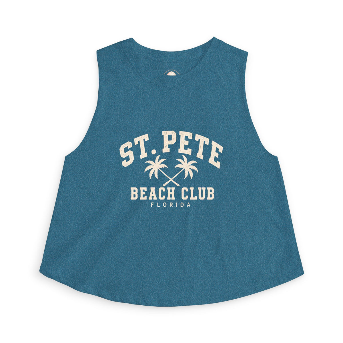 St. Pete Beach Club Women's Crop Tank Top — Retro Palm Florida Vacation Tee