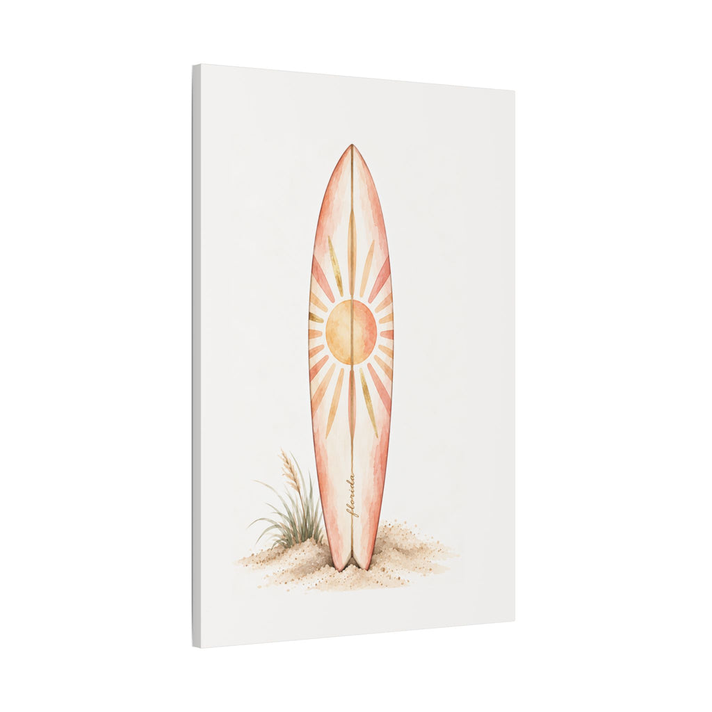 Boho Surfboard Sun Satin Canvas Wall Art