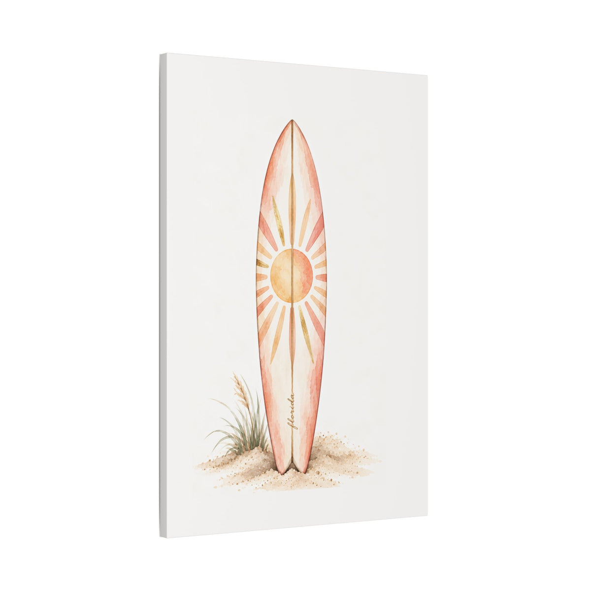 Boho Surfboard Sun Satin Canvas Wall Art