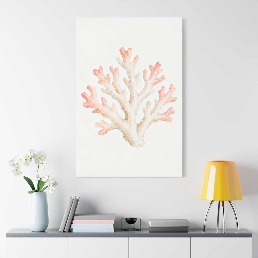 Watercolor Coral Branch Satin Canvas