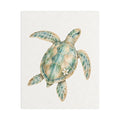 Watercolor Sea Turtle Satin Canvas Stretched | Coastal Wall Art