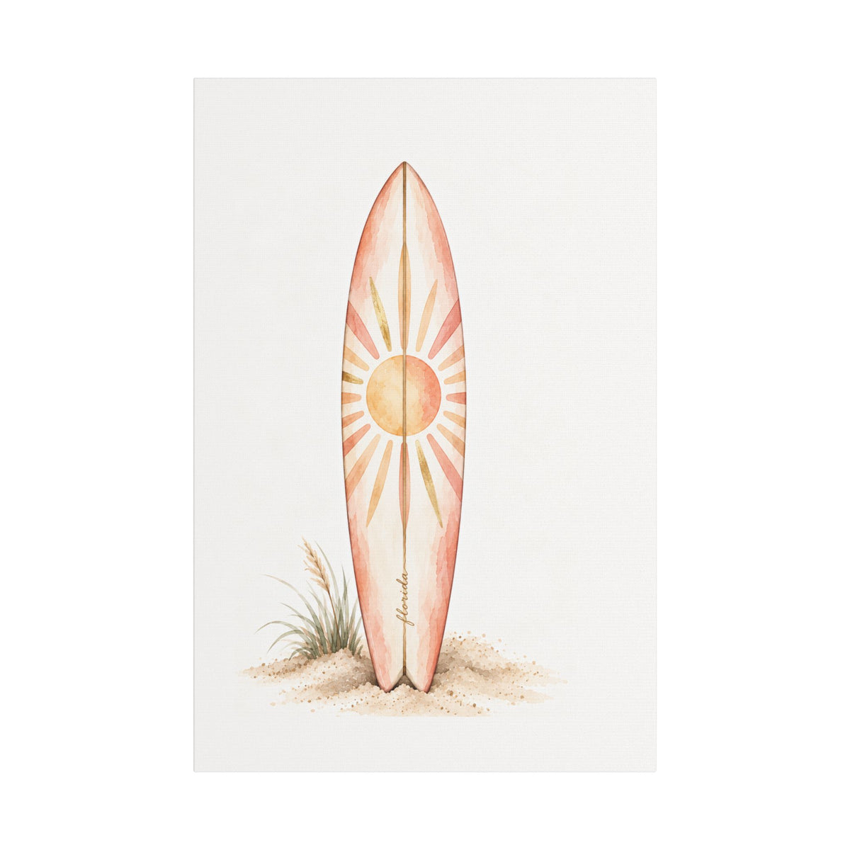 Boho Surfboard Sun Satin Canvas Wall Art
