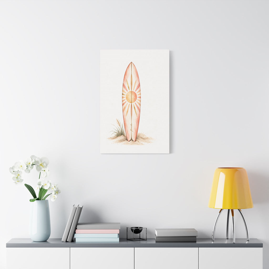 Boho Surfboard Sun Satin Canvas Wall Art