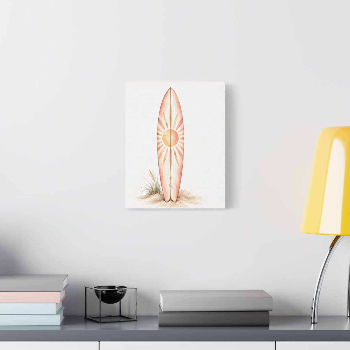 Boho Surfboard Sun Satin Canvas Wall Art