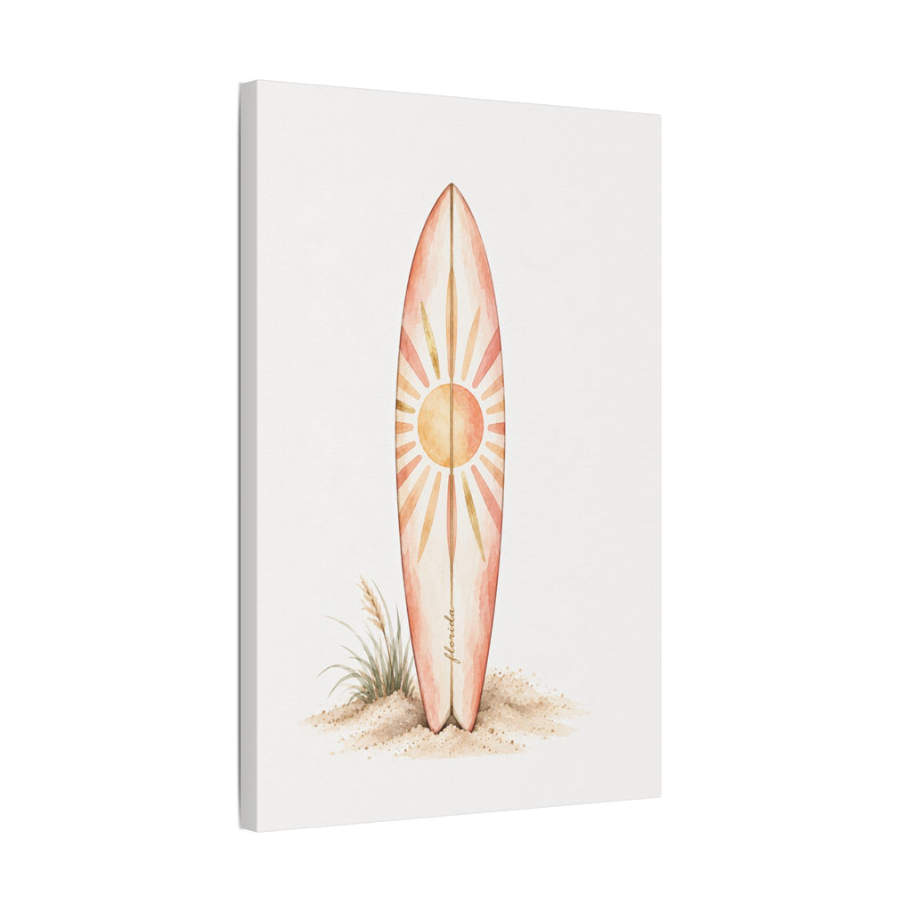 Boho Surfboard Sun Satin Canvas Wall Art