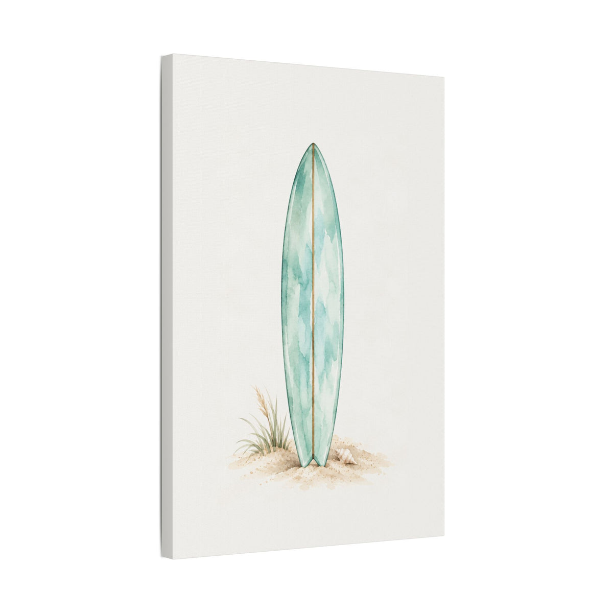 Teal Boho Surfboard Satin Canvas Wall Art