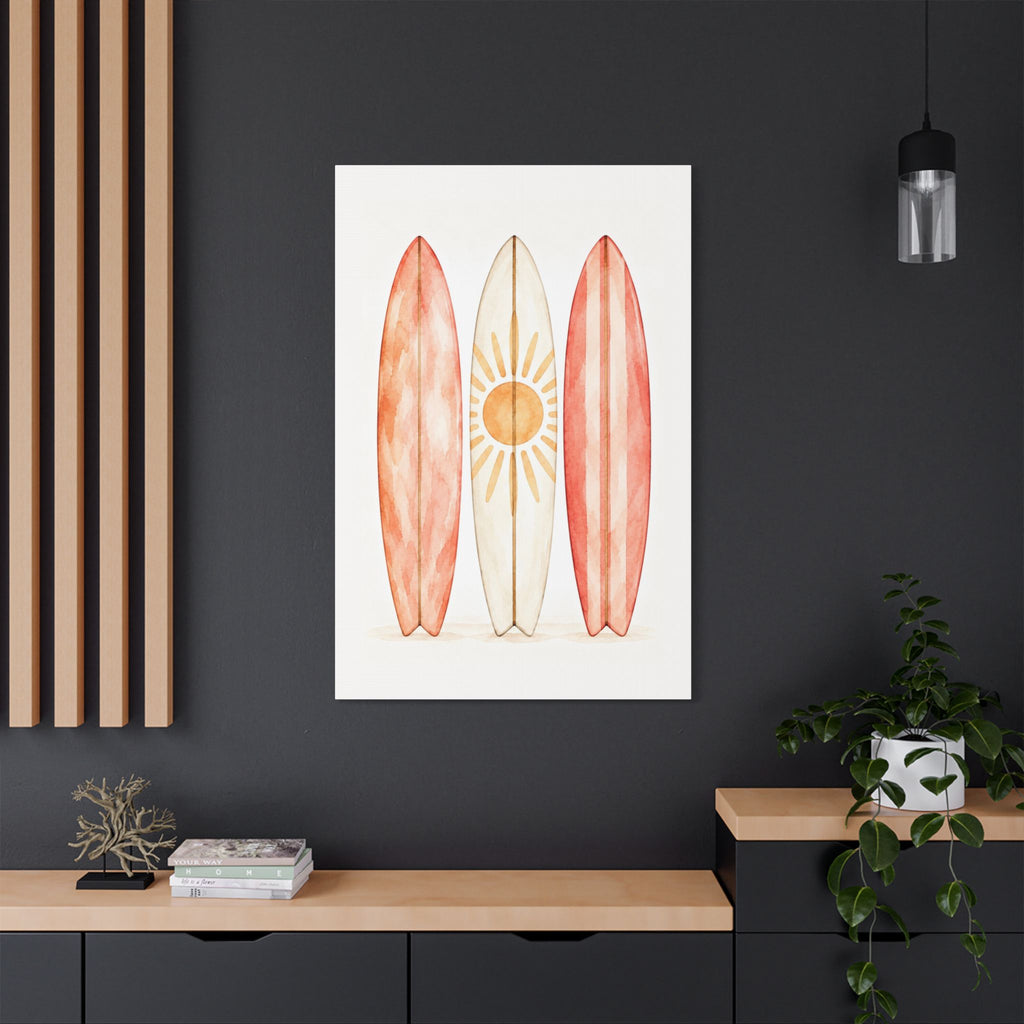 Surfboard Watercolor Wall Art - Beach Surf Canvas Print