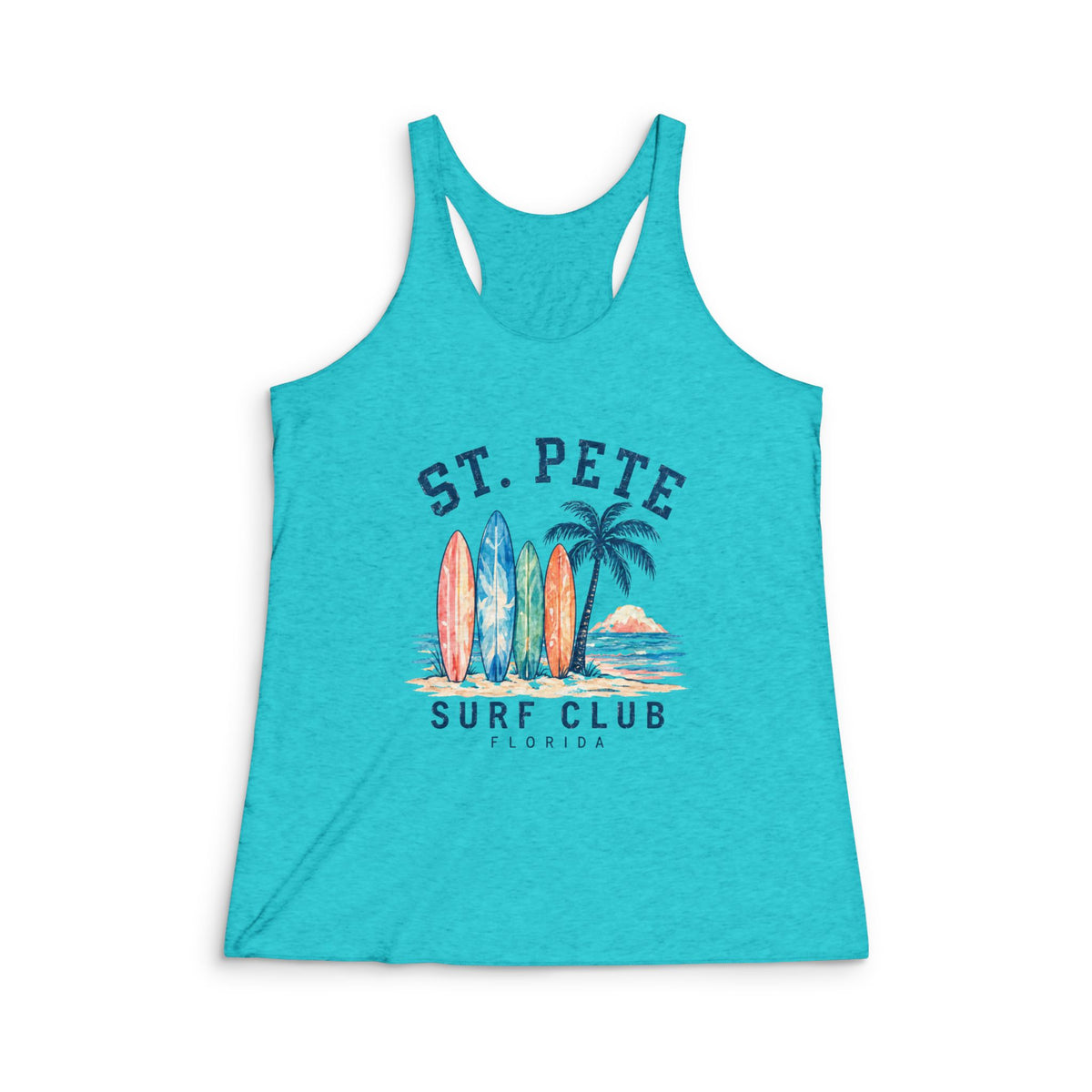 St. Pete Surf Club Racerback Tank – Women's Beachy Surf Graphic Tank Top