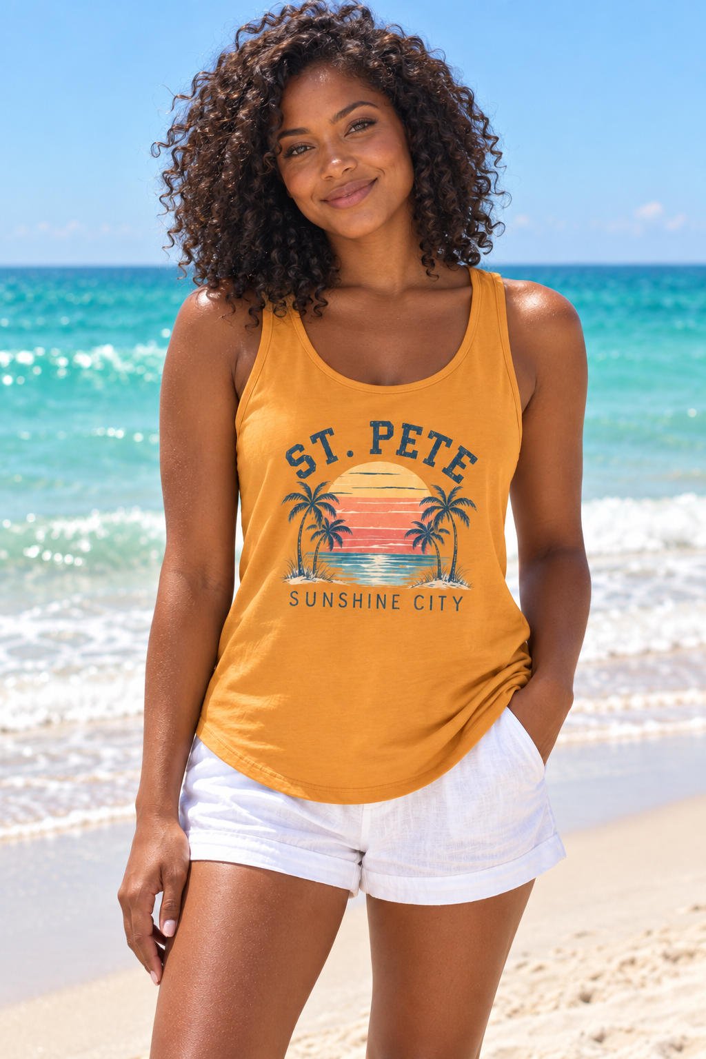 St. Pete Sunshine City Tank Top — Women's Retro Beach Festival Shirt