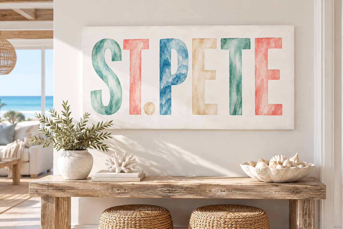 St. Pete Watercolor Canvas Print — Satin Stretched Wall Art