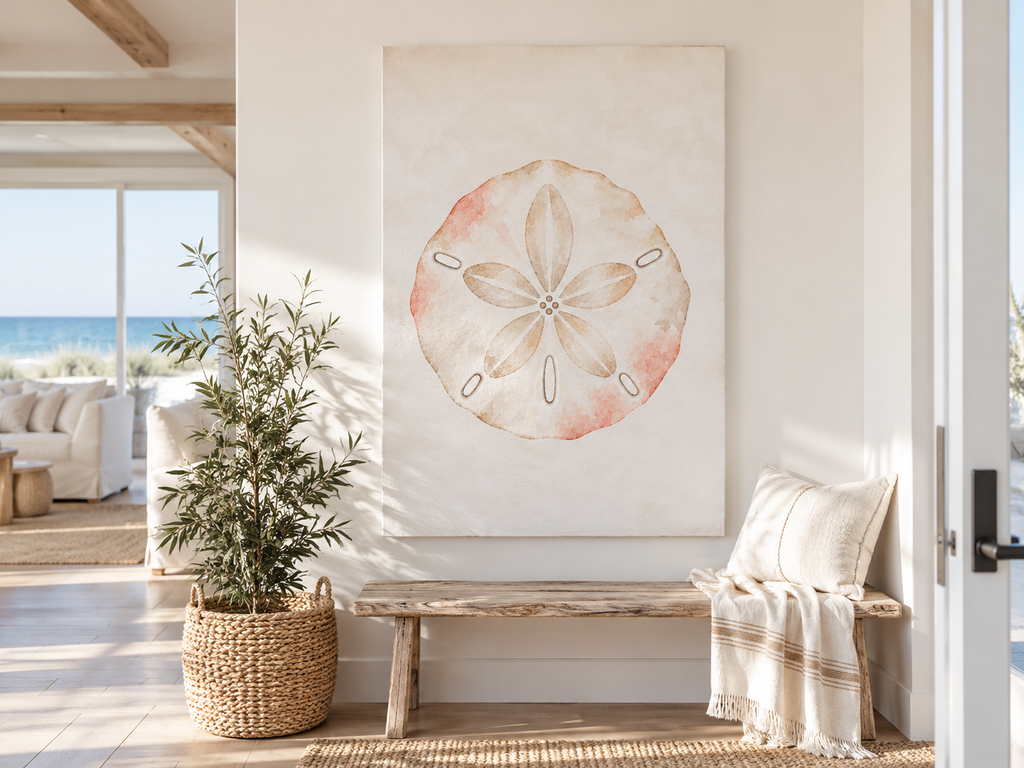Watercolor Sand Dollar Satin Canvas