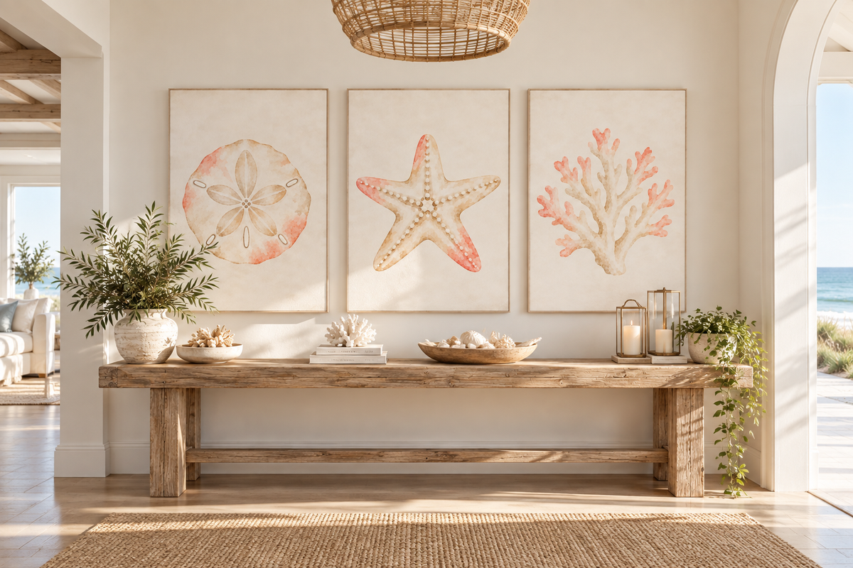 Watercolor Coral Branch Satin Canvas