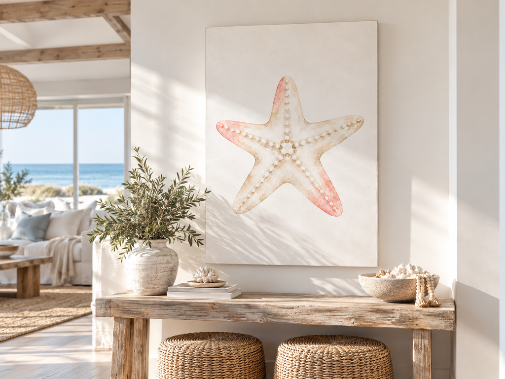 Watercolor Starfish Satin Canvas