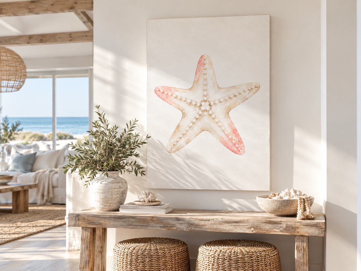 Watercolor Starfish Satin Canvas