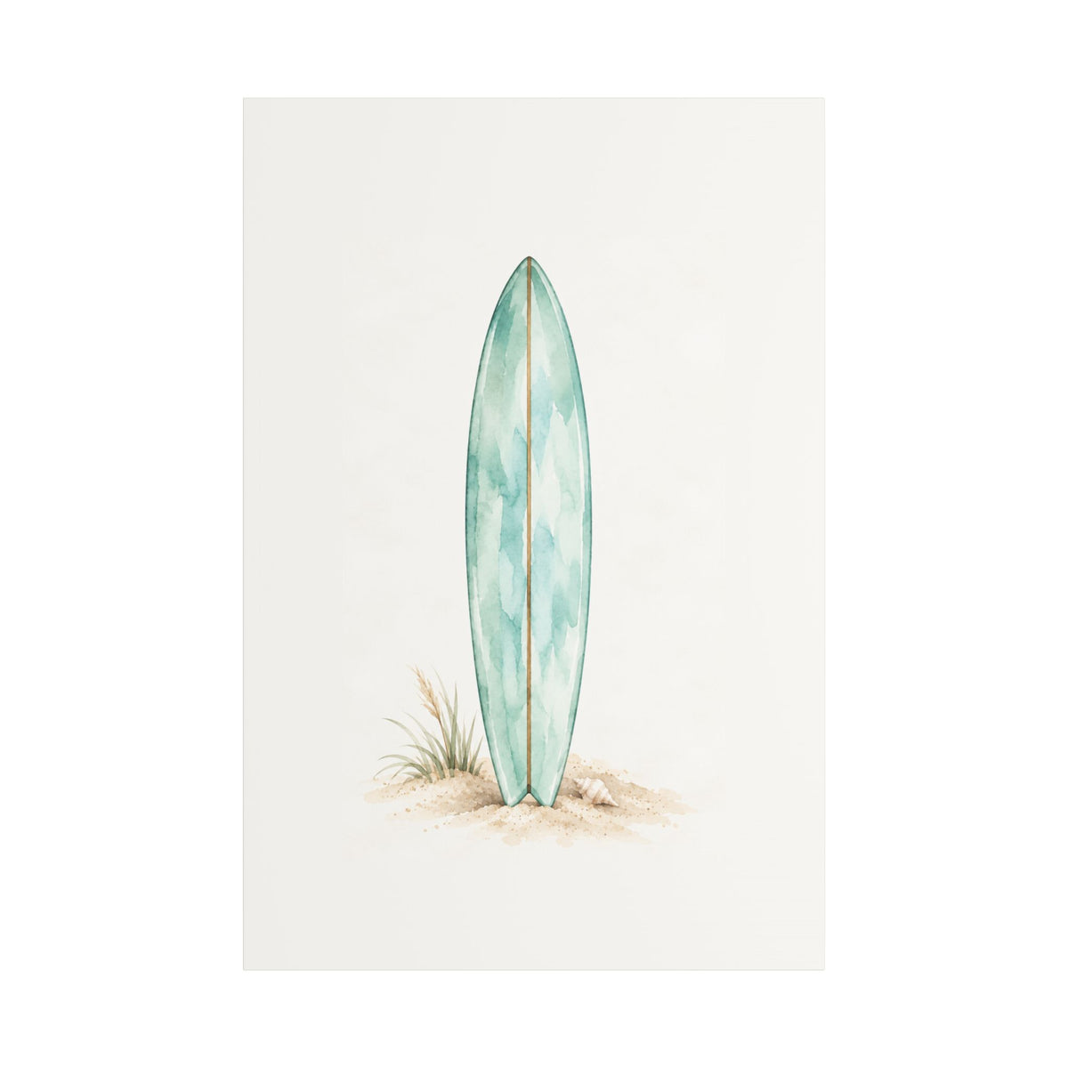 Teal Boho Surfboard Satin Canvas Wall Art