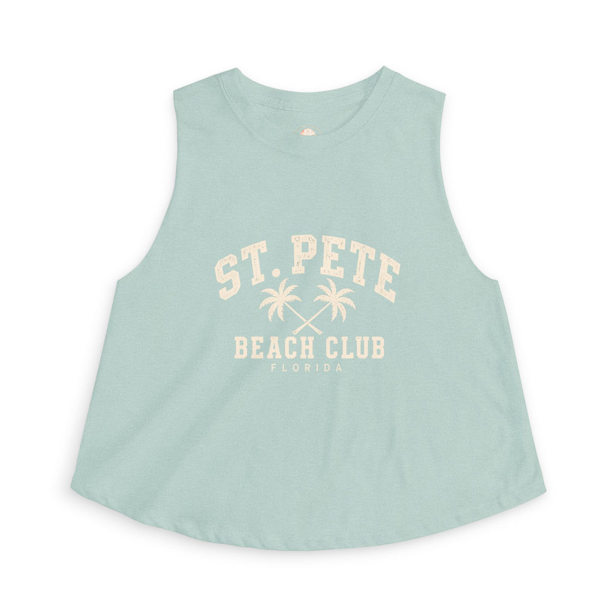 St. Pete Beach Club Women's Crop Tank Top — Retro Palm Florida Vacation Tee