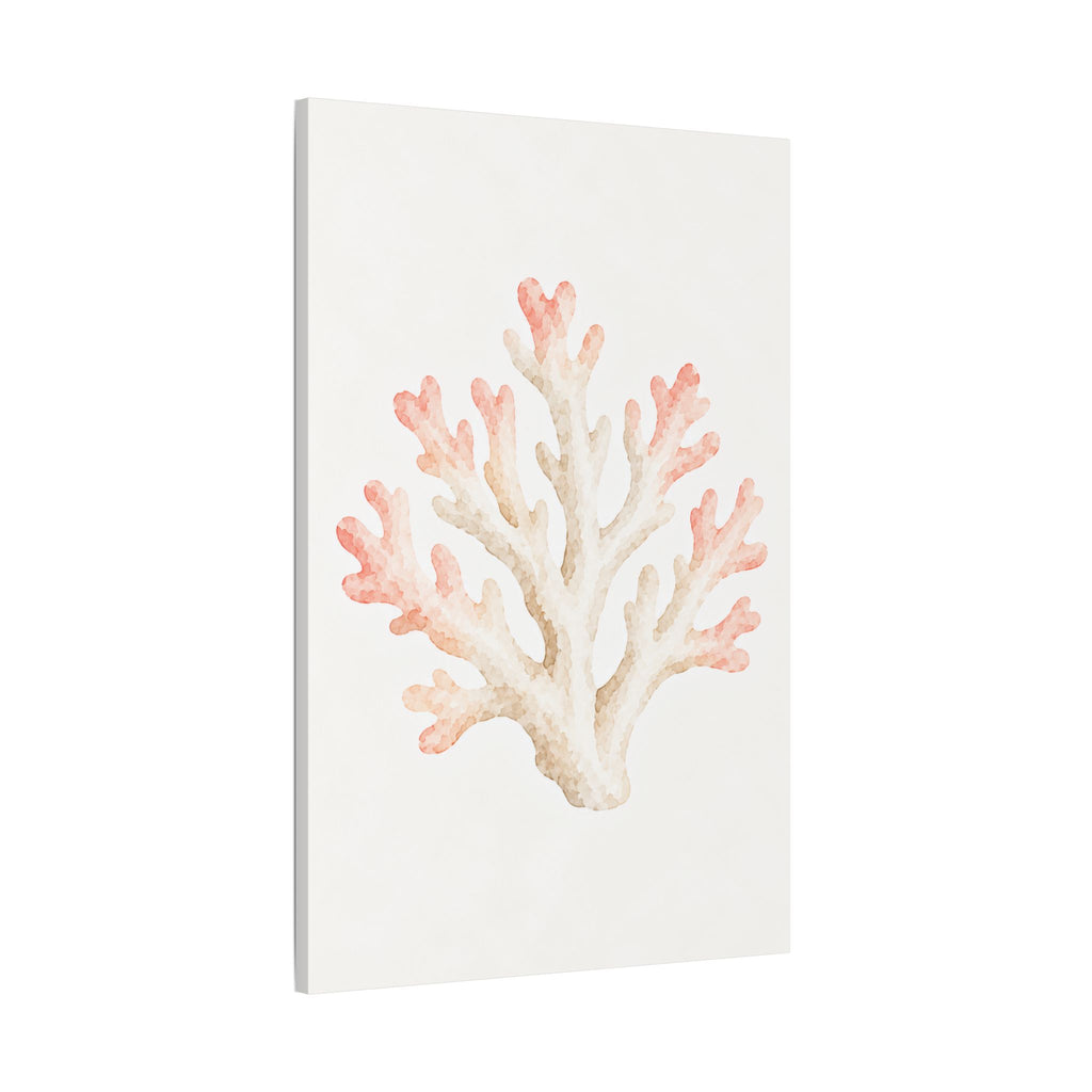 Watercolor Coral Branch Satin Canvas