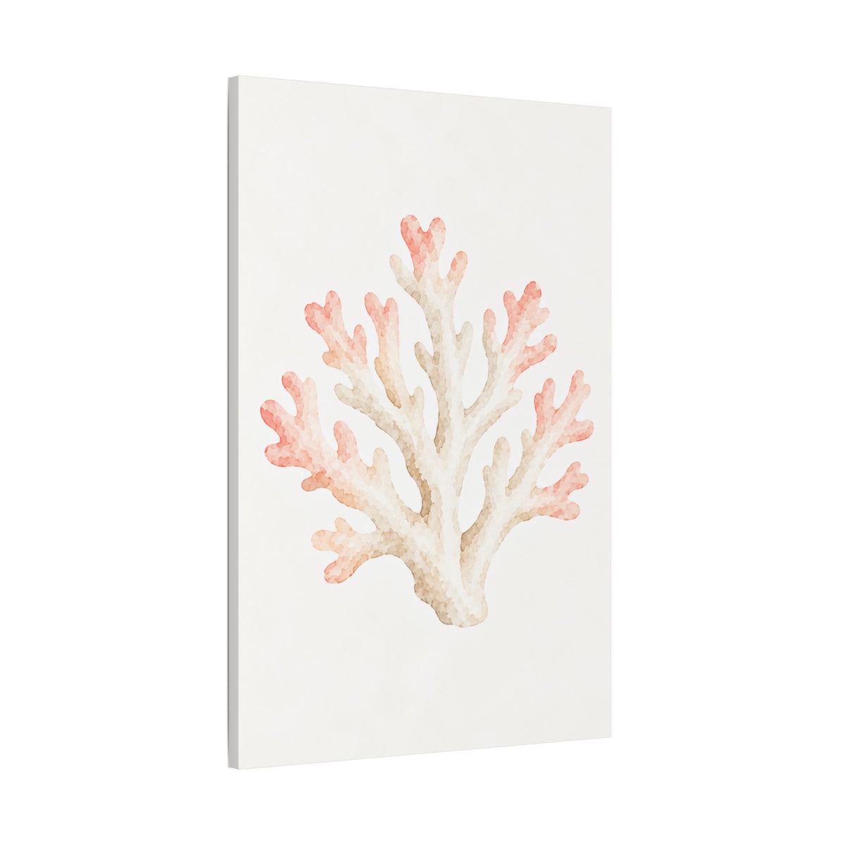 Watercolor Coral Branch Satin Canvas