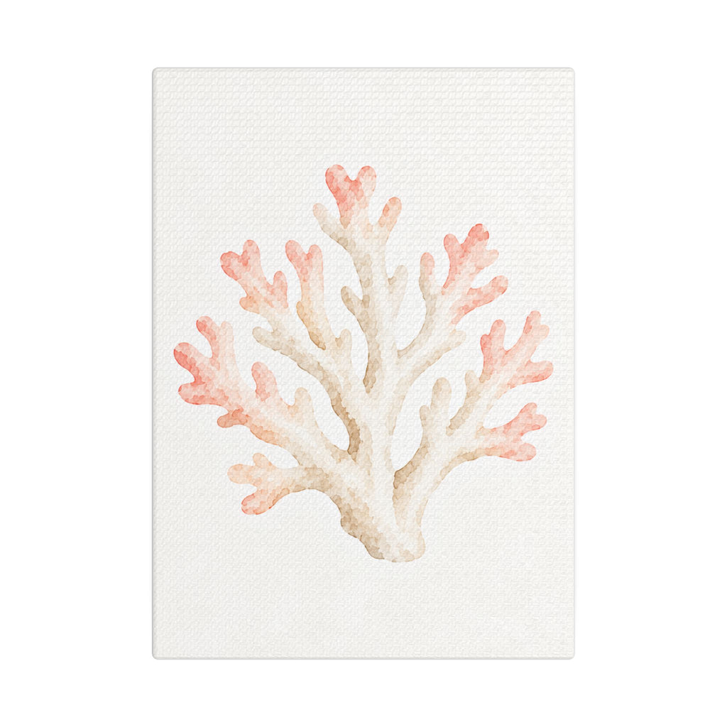 Watercolor Coral Branch Satin Canvas