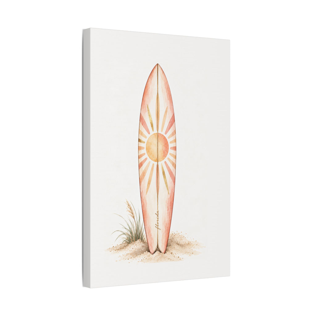 Boho Surfboard Sun Satin Canvas Wall Art