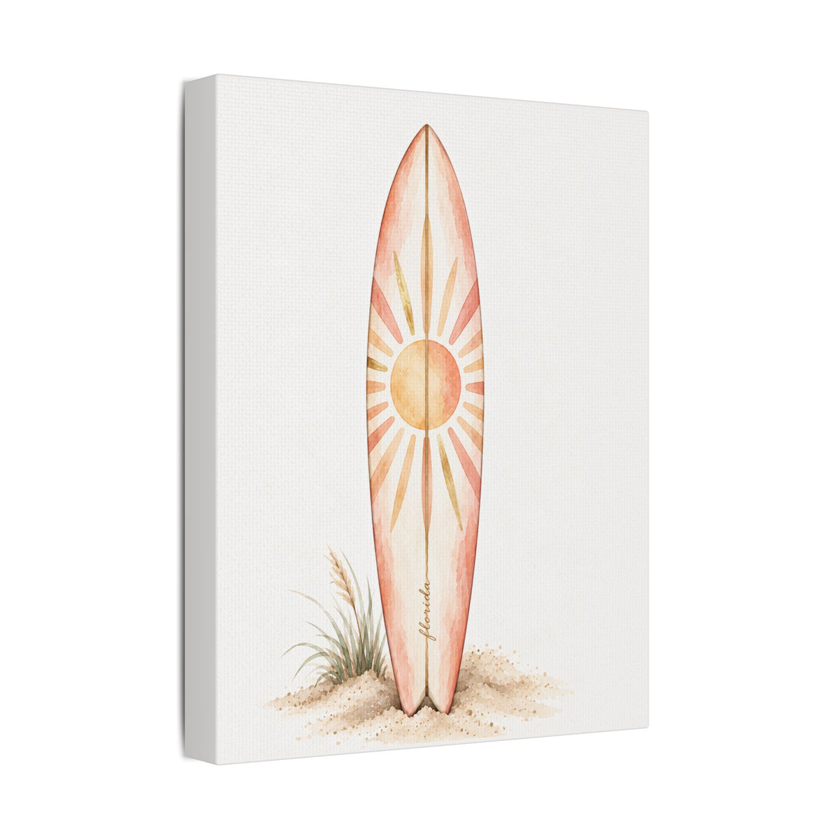 Boho Surfboard Sun Satin Canvas Wall Art