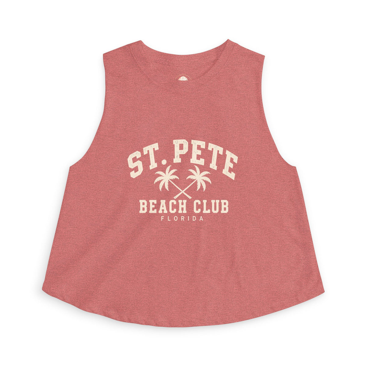 St. Pete Beach Club Women's Crop Tank Top — Retro Palm Florida Vacation Tee