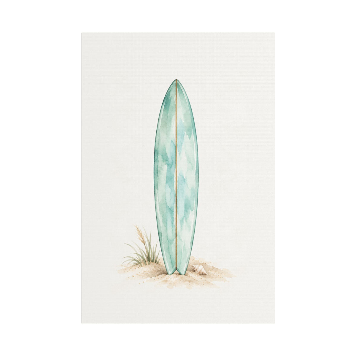 Teal Boho Surfboard Satin Canvas Wall Art