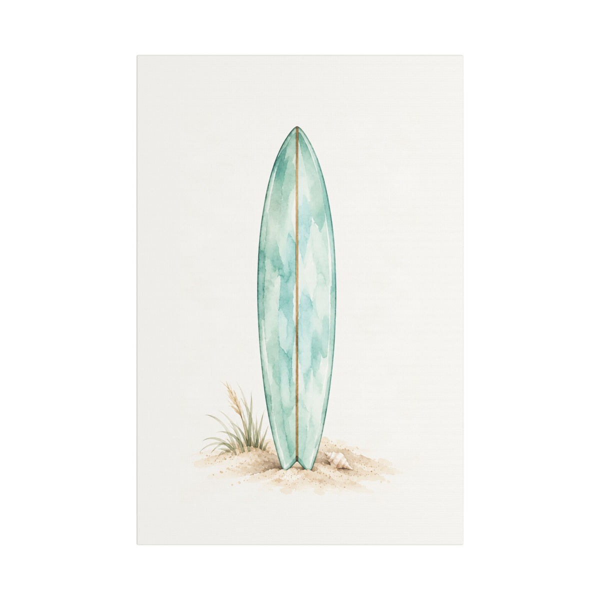 Teal Boho Surfboard Satin Canvas Wall Art