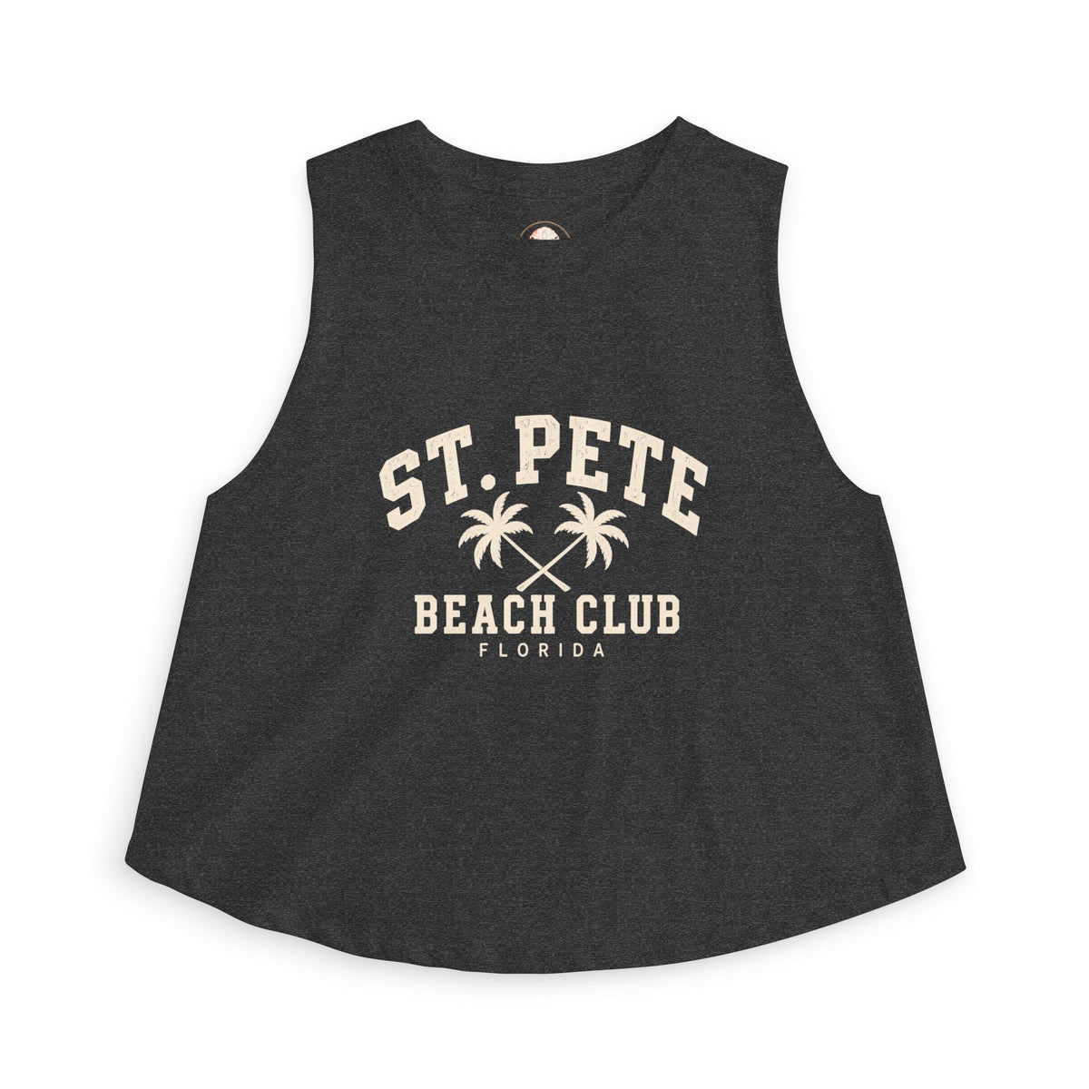 St. Pete Beach Club Women's Crop Tank Top — Retro Palm Florida Vacation Tee