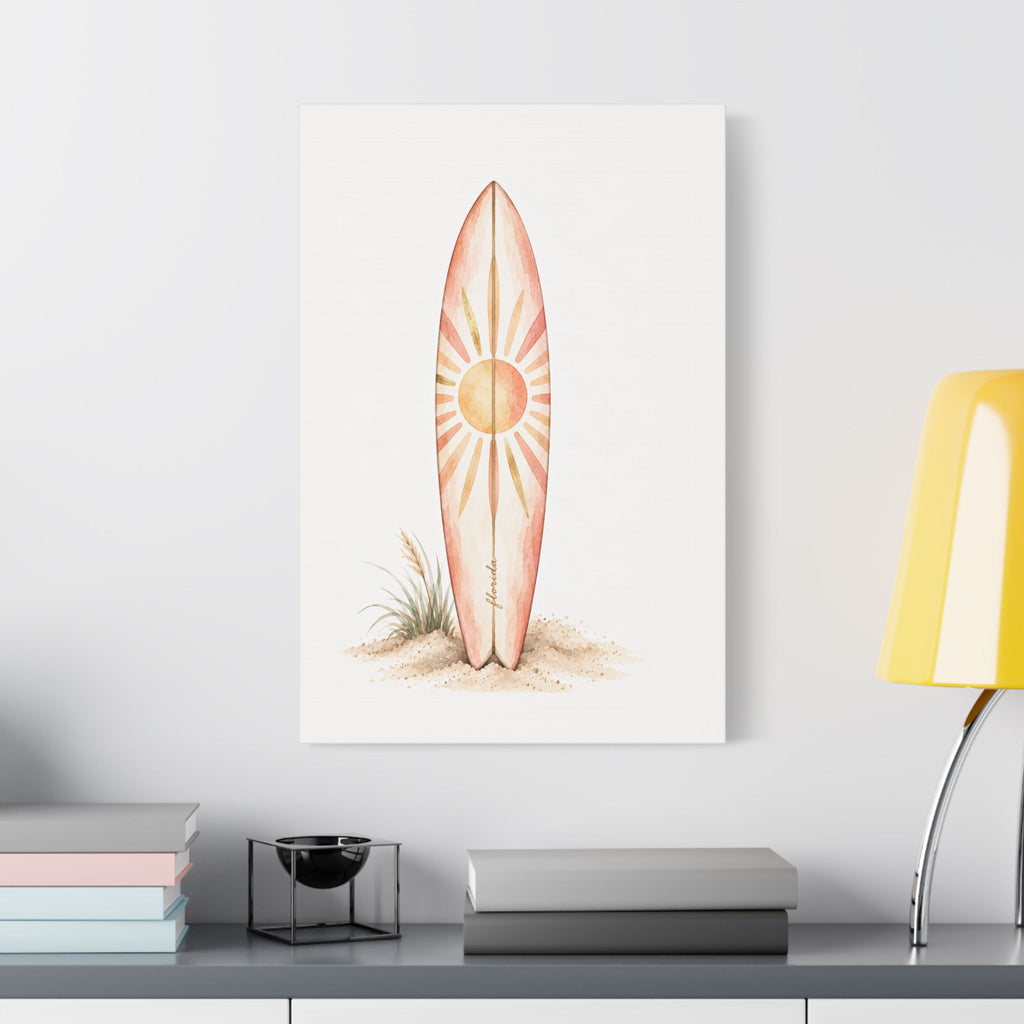 Boho Surfboard Sun Satin Canvas Wall Art