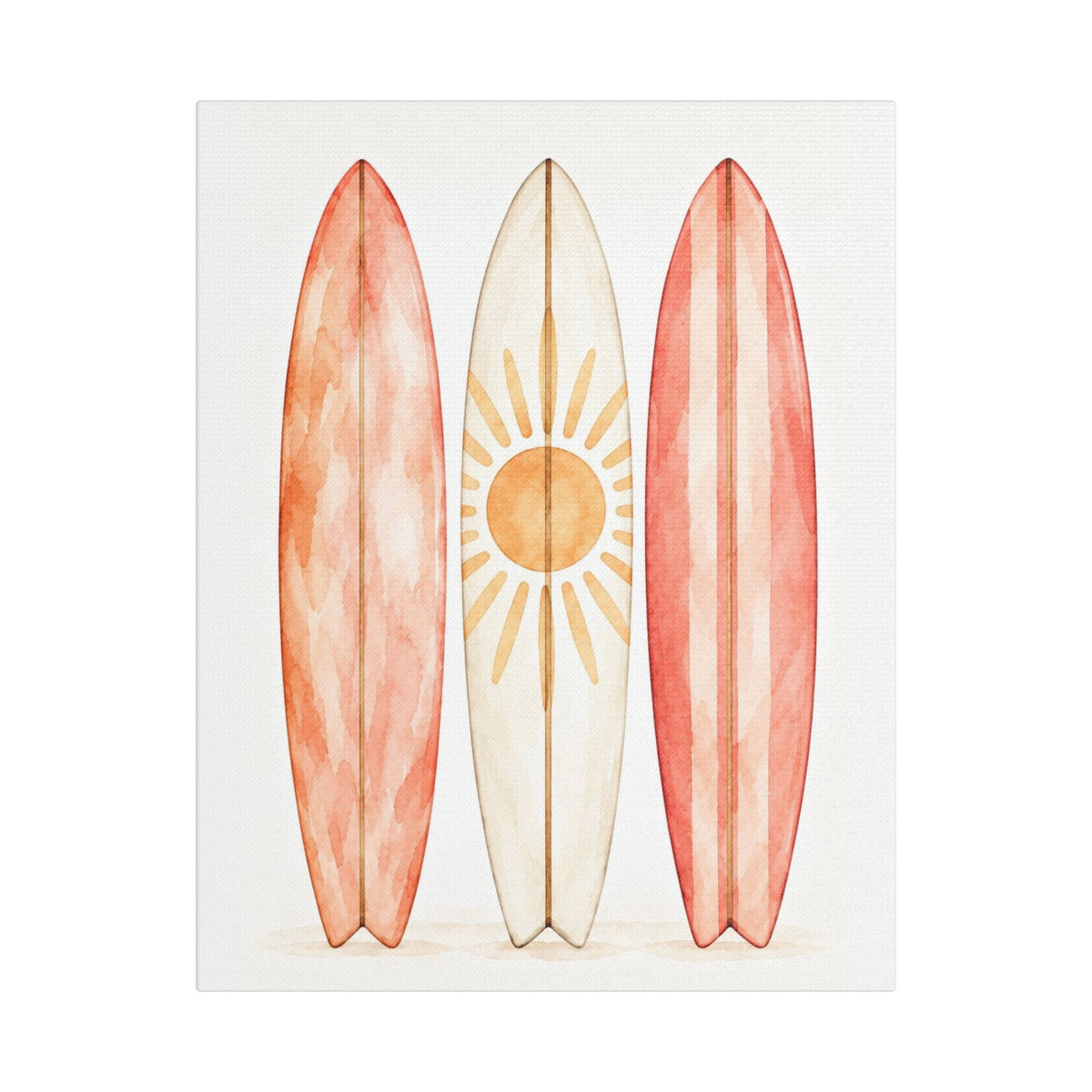 Surfboard Watercolor Wall Art - Beach Surf Canvas Print