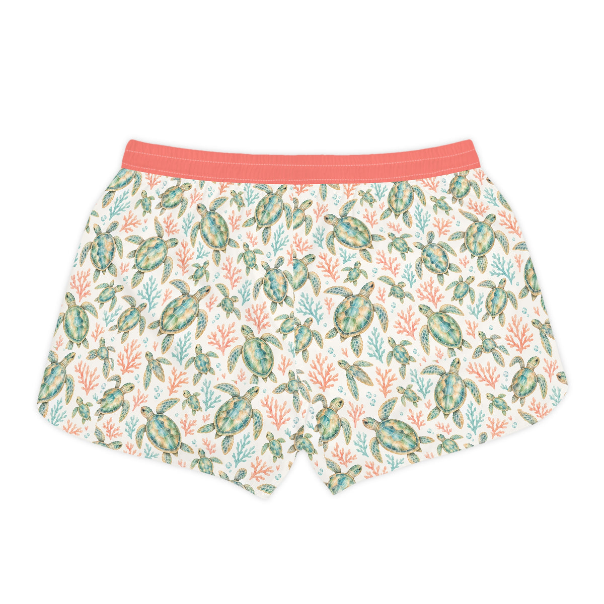Sea Turtle Print Women's Casual Shorts — Tropical Floral Beach Lounge Shorts