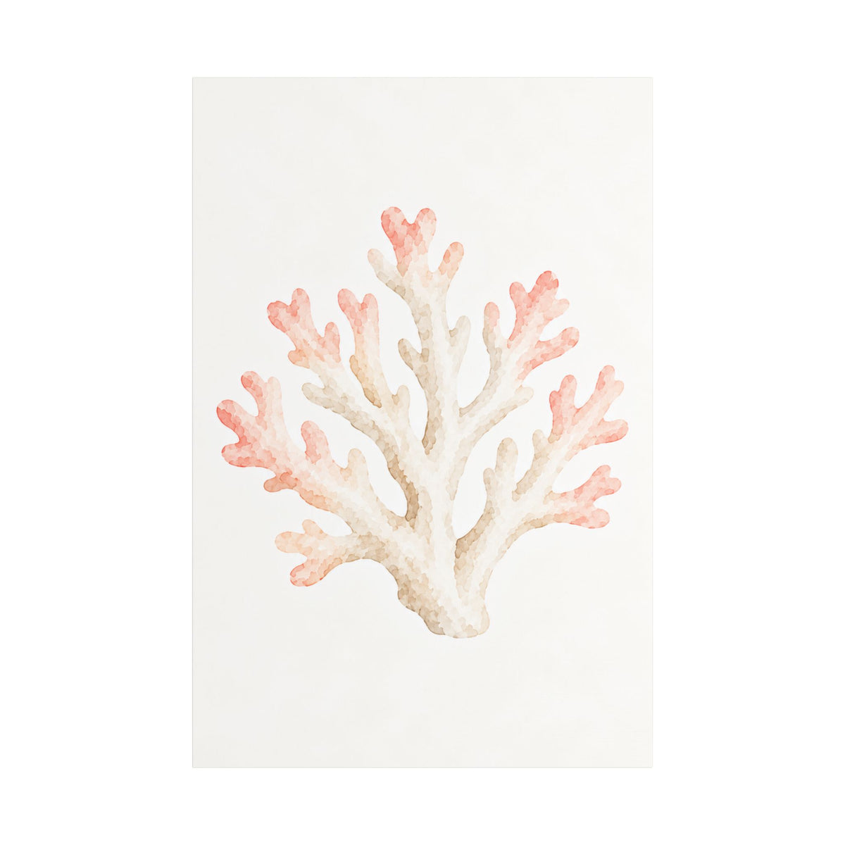 Watercolor Coral Branch Satin Canvas