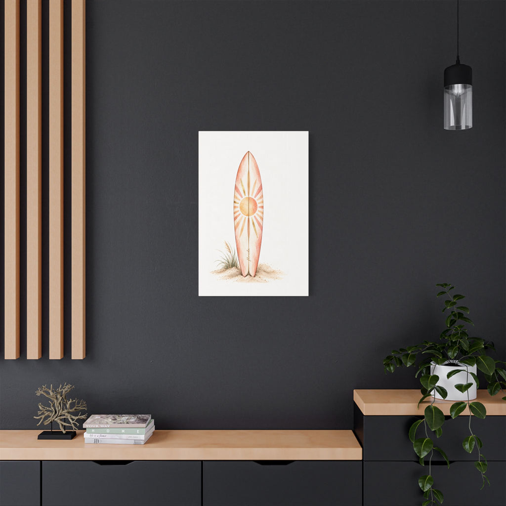 Boho Surfboard Sun Satin Canvas Wall Art