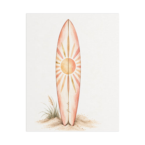 Boho Surfboard Sun Satin Canvas Wall Art